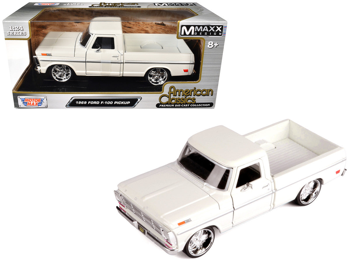 1969 Ford F-100 Pickup Truck Cream "Maxx Design" Series 1/24 Diecast Model Car by Motormax LuxuryLifeWay Online Store