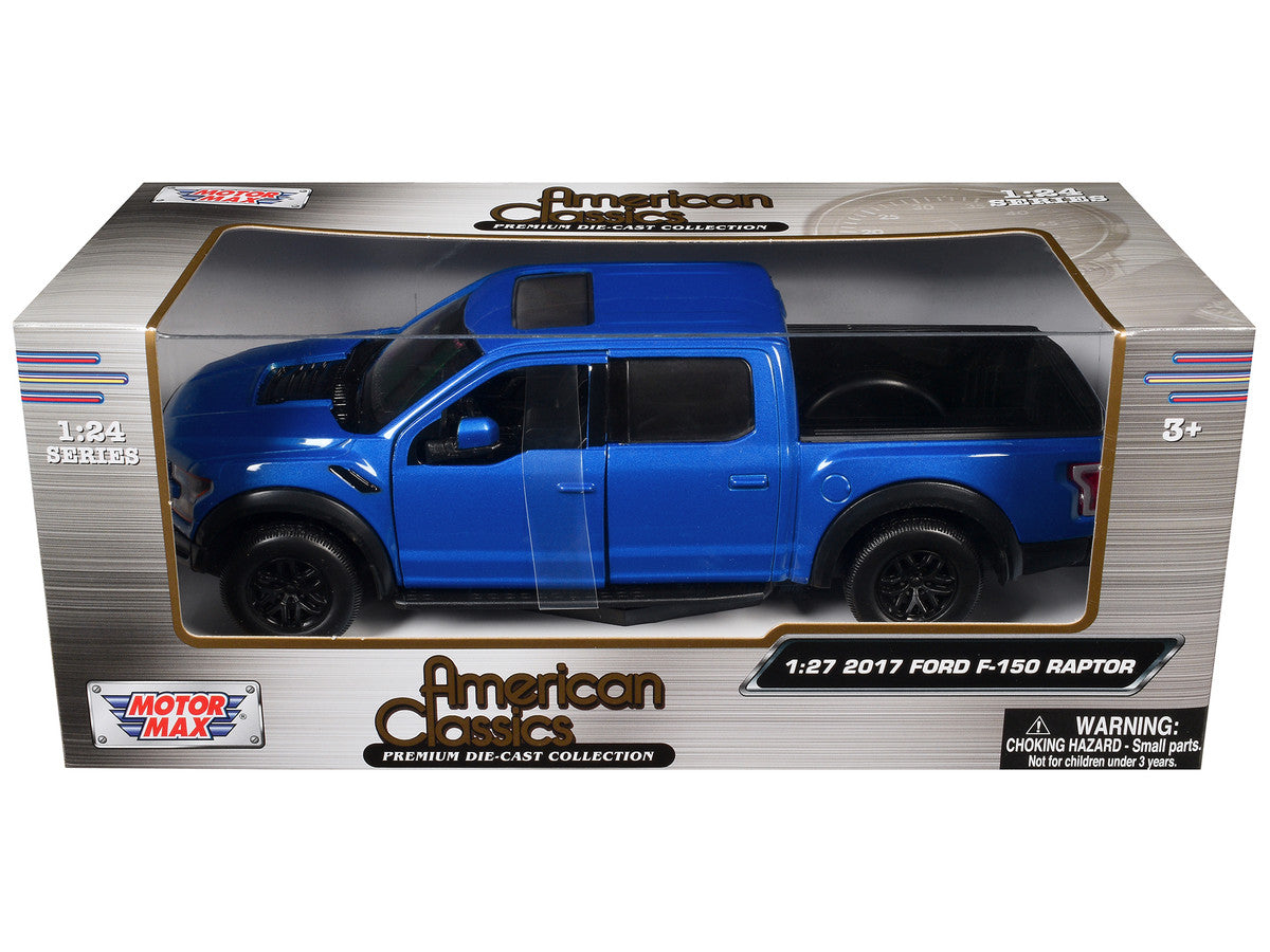 2017 Ford F-150 Raptor Pickup Truck Medium Blue Metallic 1/27 Diecast Model Car by Motormax LuxuryLifeWay Online Store