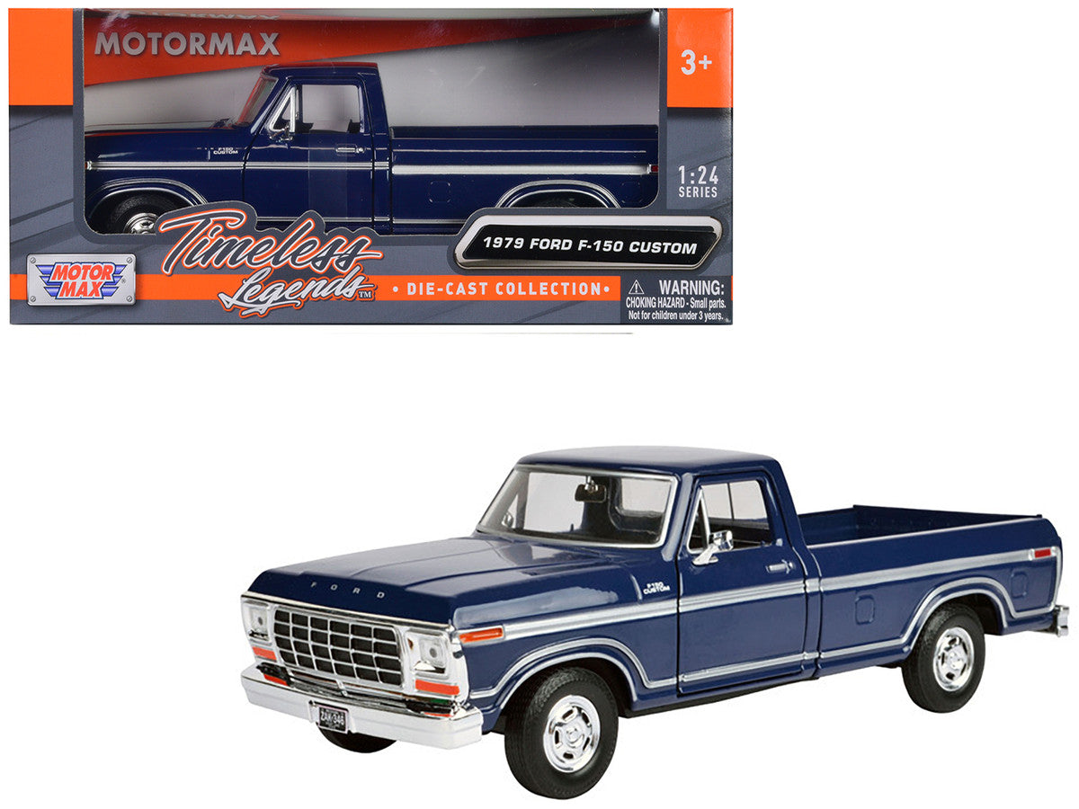 1979 Ford F-150 Pickup Truck Dark Blue 1/24 Diecast Model Car by Motormax LuxuryLifeWay Online Store
