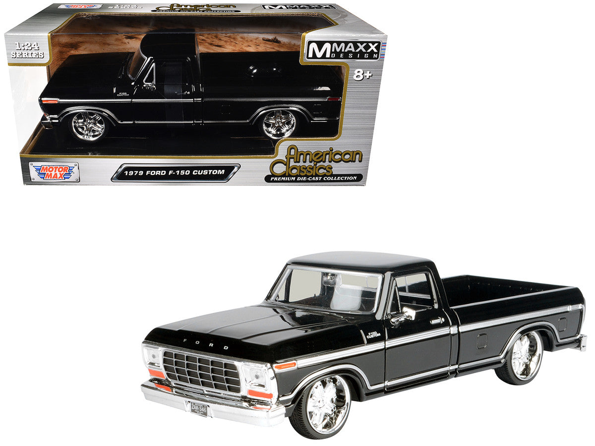1979 Ford F-150 Custom Pickup Truck Black "Maxx Design" Series 1/24 Diecast Model Car by Motormax LuxuryLifeWay Online Store