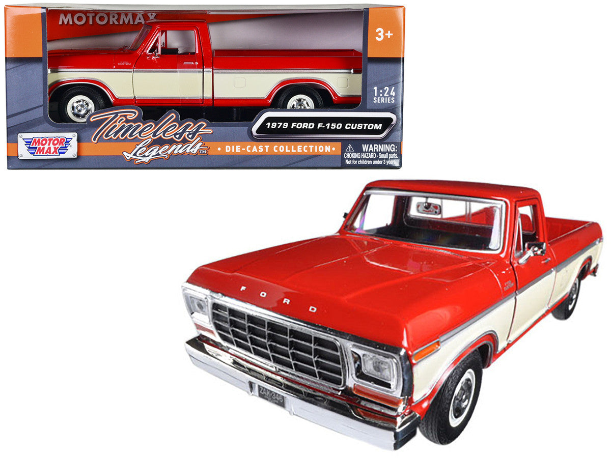 1979 Ford F-150 Pickup Truck Red and Cream 1/24 Diecast Model Car by Motormax LuxuryLifeWay Online Store