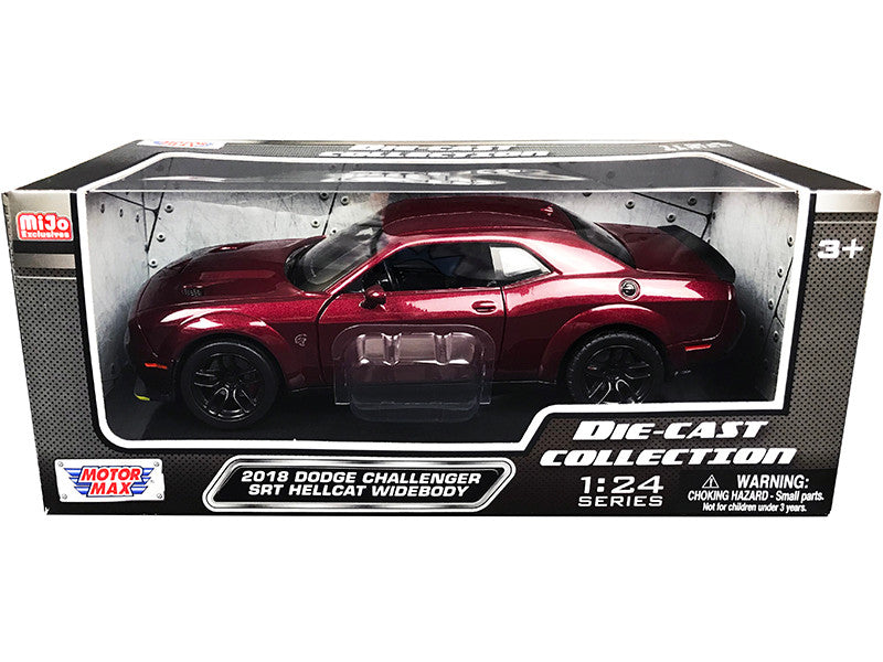 2018 Dodge Challenger SRT Hellcat Widebody Burgundy Metallic "Die-Cast Collection" Series 1/24 Diecast Model Car by Motormax LuxuryLifeWay Online Store