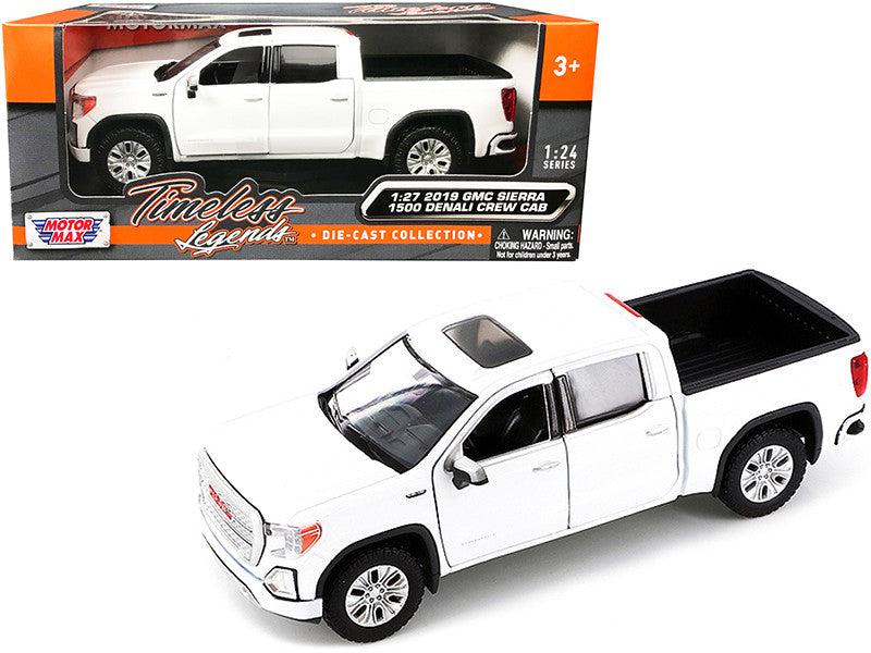 2019 GMC Sierra 1500 Denali Crew Cab Pickup Truck with Sunroof White "Timeless Legends" Series 1/24-1/27 Diecast Model Car by Motormax LuxuryLifeWay Online Store