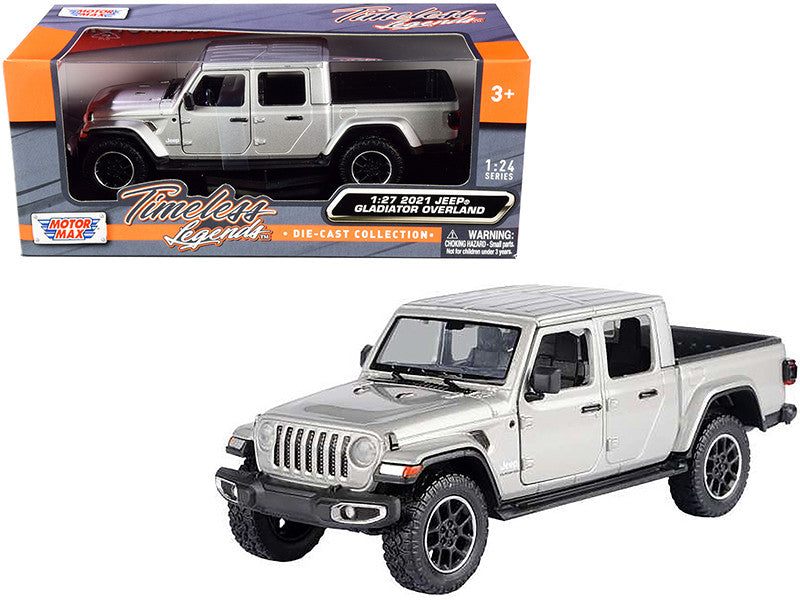 2021 Jeep Gladiator Overland (Closed Top) Pickup Truck Silver Metallic 1/24-1/27 Diecast Model Car by Motormax LuxuryLifeWay Online Store