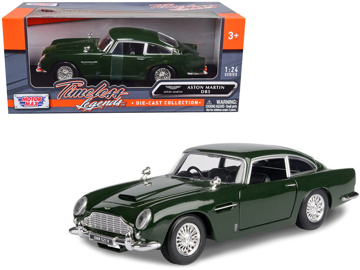 Aston Martin DB5 RHD (Right Hand Drive) Dark Green "Timeless Legends" Series 1/24 Diecast Model Car by Motormax LuxuryLifeWay Online Store
