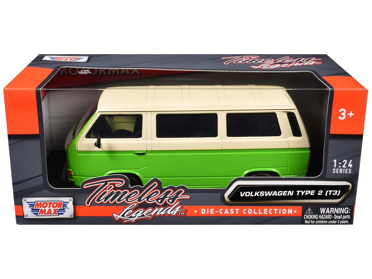 Volkswagen Type 2 (T3) Van Green and Beige "Timeless Legends" Series 1/24 Diecast Model Car by Motormax LuxuryLifeWay Online Store