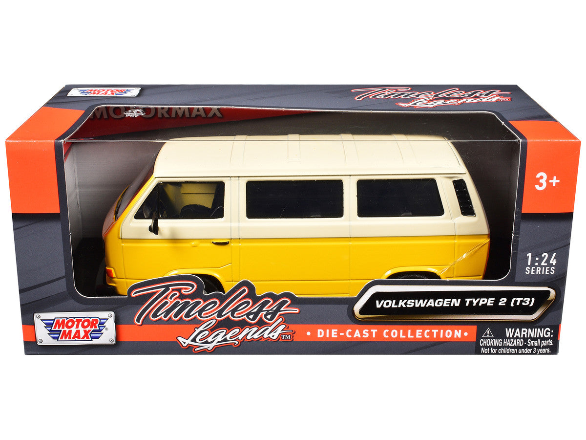 Volkswagen Type 2 (T3) Van Yellow and Beige "Timeless Legends" Series 1/24 Diecast Model Car by Motormax LuxuryLifeWay Online Store
