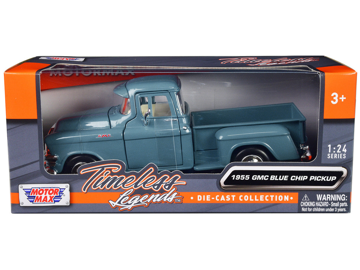 1955 GMC Blue Chip Pickup Truck Light Blue "Timeless Legends" Series 1/24 Diecast Model Car by Motormax LuxuryLifeWay Online Store