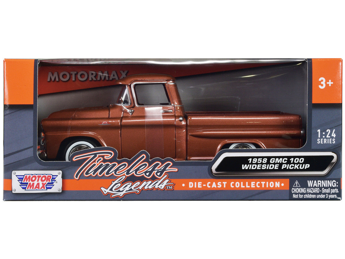 1958 GMC 100 Wideside Pickup Truck Brown Metallic "Timeless Legends" Series 1/24 Diecast Model Car by Motormax LuxuryLifeWay Online Store