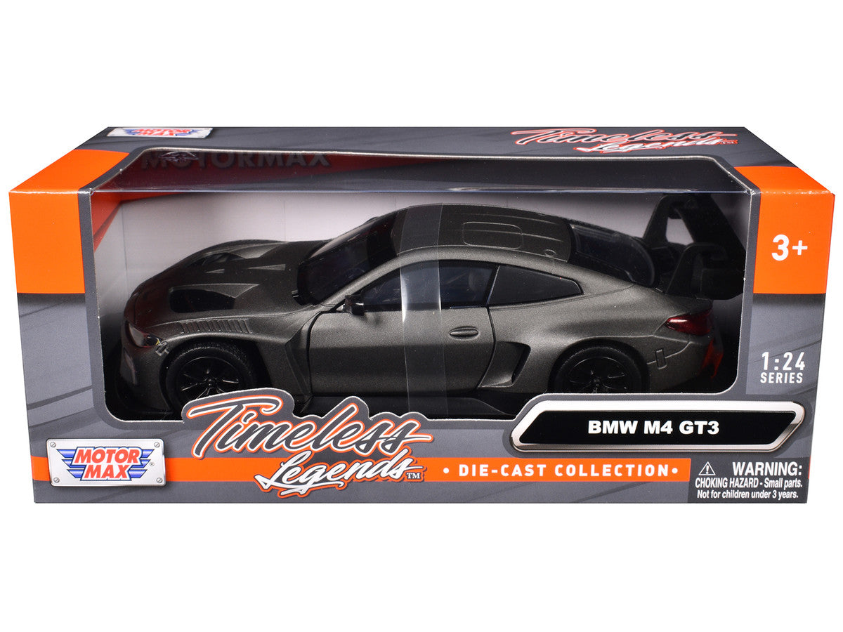 BMW M4 GT3 Matt Black "Timeless Legends" Series 1/24 Diecast Model Car by Motormax LuxuryLifeWay Online Store