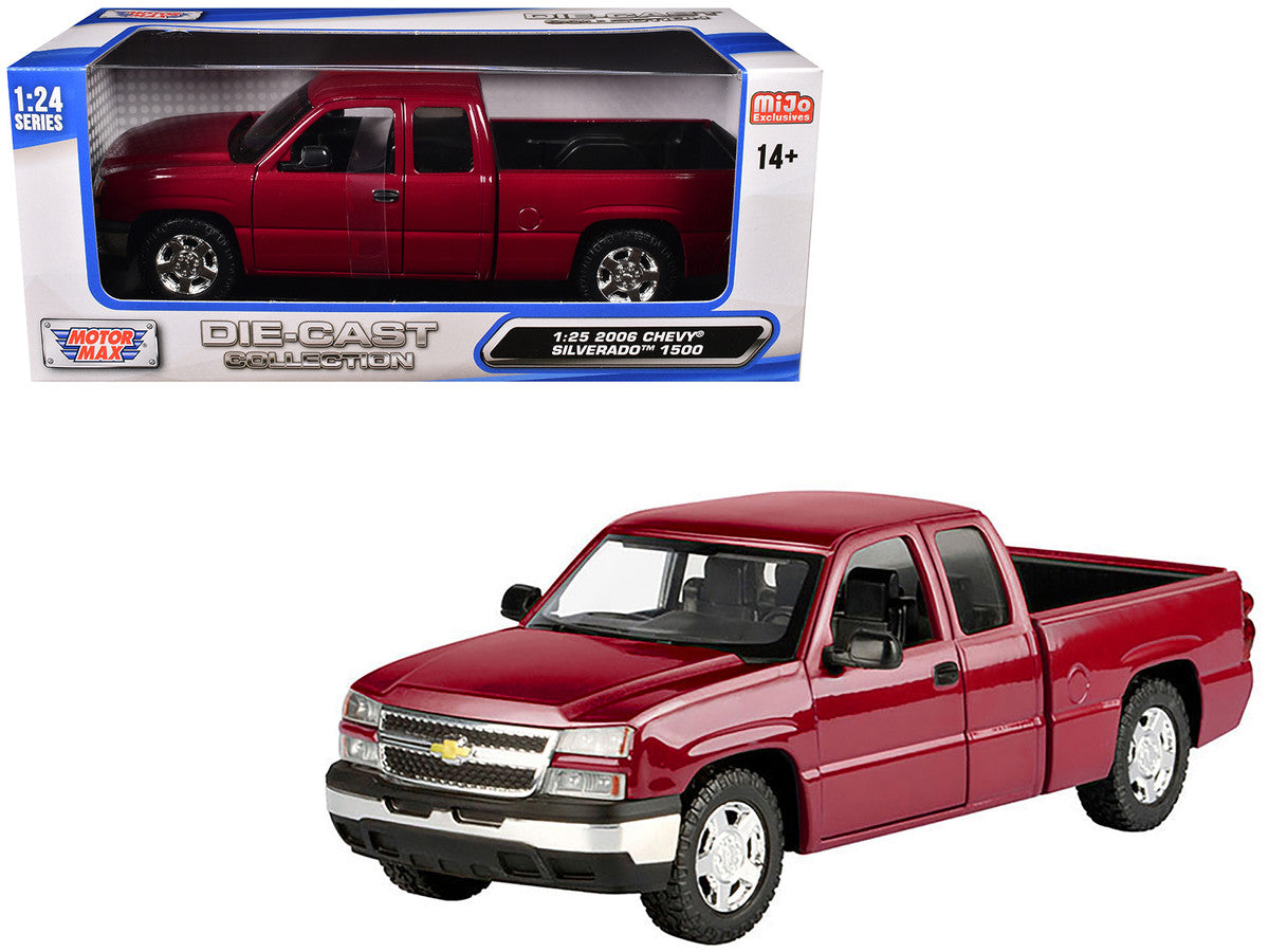 2006 Chevrolet Silverado 1500 Pickup Truck Red Metallic "Die-Cast Collection" Series 1/25 Diecast Model Car by Motormax LuxuryLifeWay Online Store