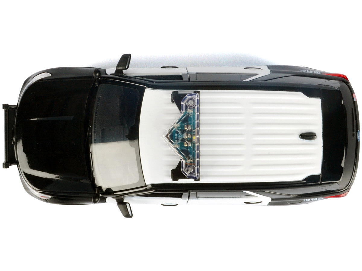 2022 Ford Police Interceptor Utility Black and White "Los Angeles Police Department (LAPD)" with Flashing Light Bar and Front and Rear Lights and Sounds 1/24 Diecast Model Car by Motormax LuxuryLifeWay Online Store