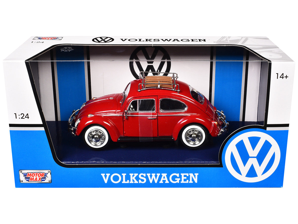 1966 Volkswagen Classic Beetle Red 1/24 Diecast Car Model by Motormax LuxuryLifeWay Online Store
