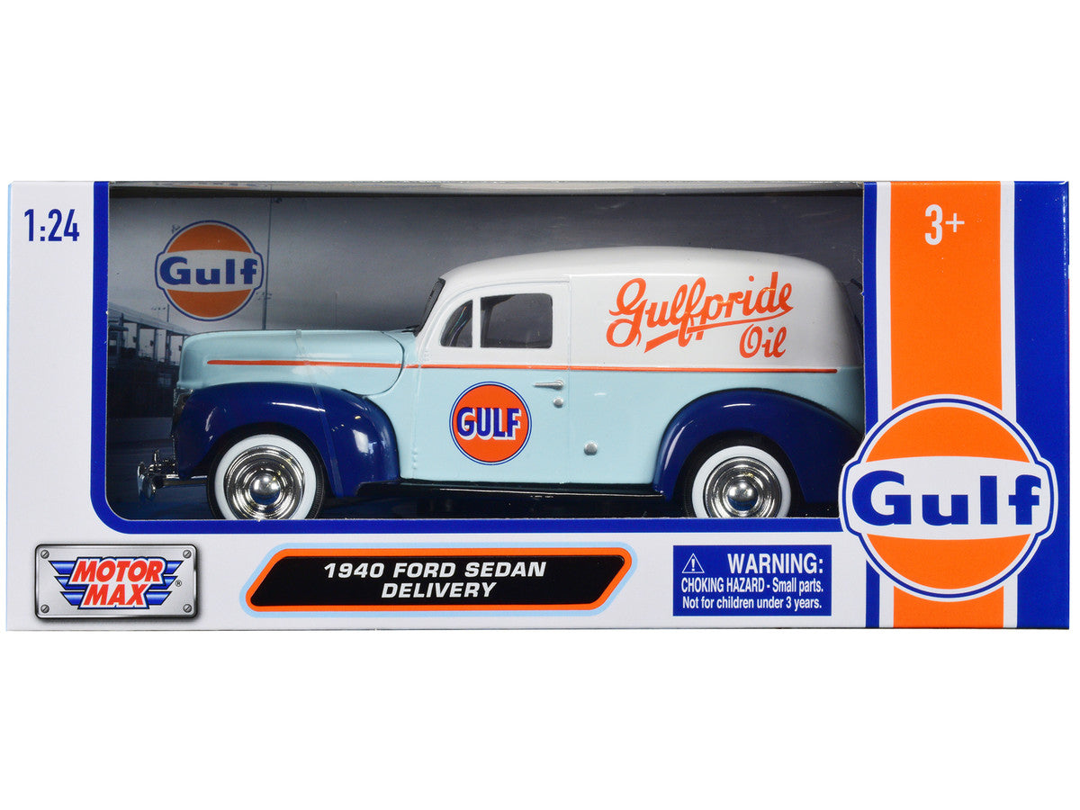 1940 Ford Sedan Delivery Light Blue and White "Gulf Oil-Gulfpride" "Gulf Die-Cast Collection" 1/24 Diecast Model Car by Motormax LuxuryLifeWay Online Store
