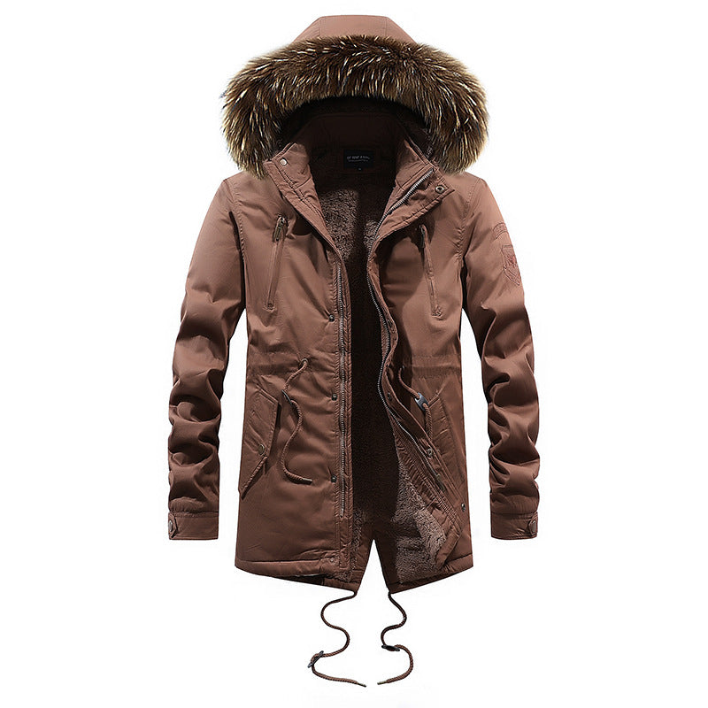 Men's Mid-length Cotton Coat With Big Fur Collar LuxuryLifeWay Online Store