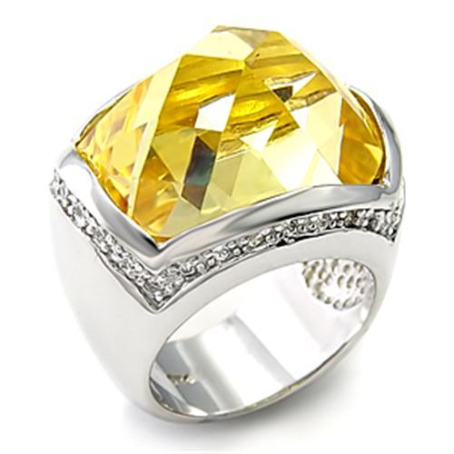 7X154 - Rhodium 925 Sterling Silver Ring with AAA Grade CZ in Citrine Yellow LuxuryLifeWay Online Store