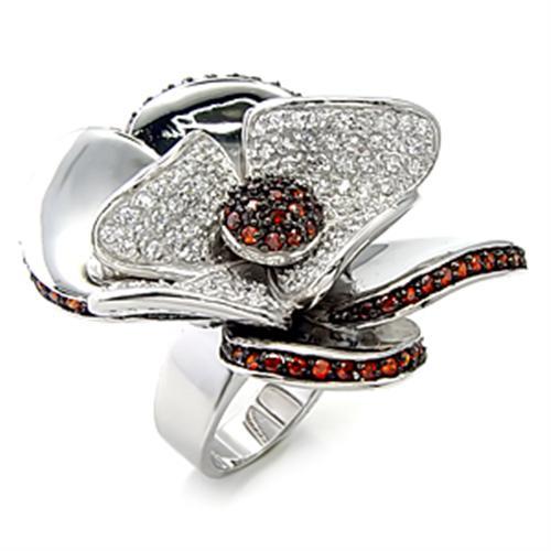 7X191 - Rhodium + Ruthenium 925 Sterling Silver Ring with AAA Grade CZ in Garnet LuxuryLifeWay Online Store