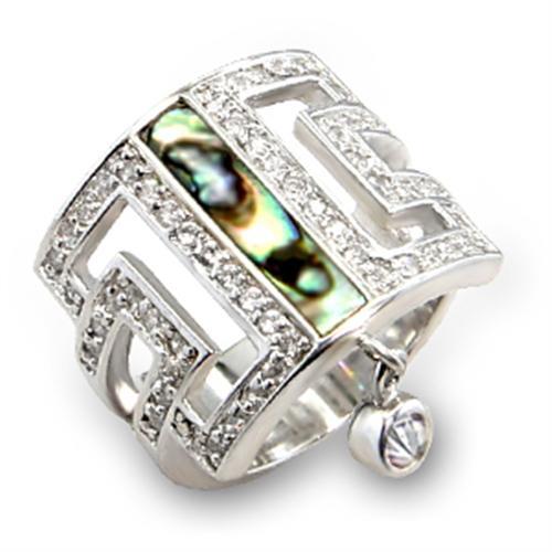 7X240 - Rhodium 925 Sterling Silver Ring with Precious Stone Conch in Montana LuxuryLifeWay Online Store