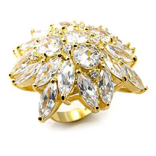 7X351 - Gold 925 Sterling Silver Ring with AAA Grade CZ in Clear LuxuryLifeWay Online Store
