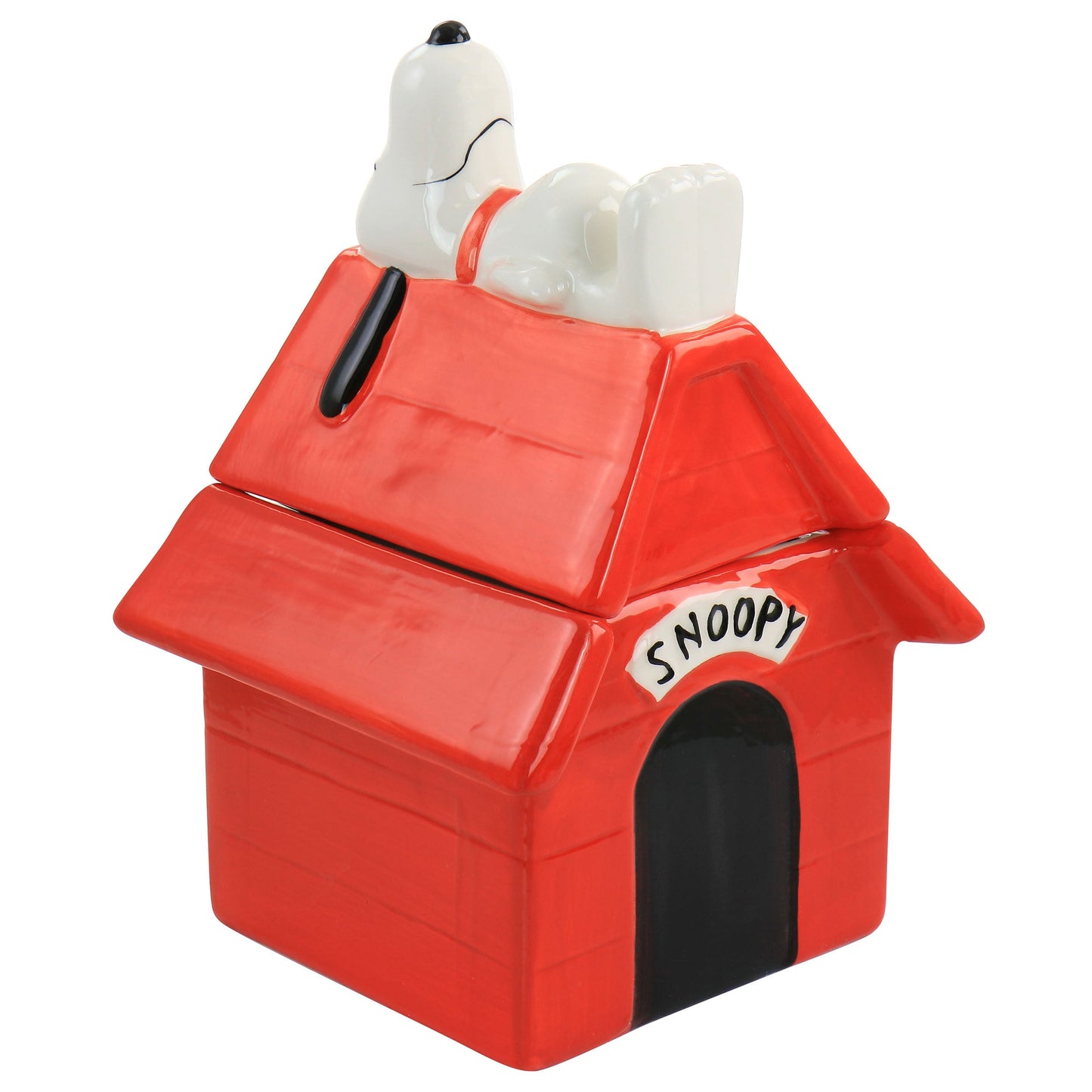 Gibson Peanuts Classic Snoopy Dog House Durastone 11.2in Cooke Jar in Red LuxuryLifeWay Online Store