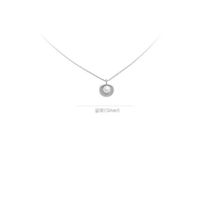 S925 Silver Shell Pearl Fan Necklace LadyShow.Store