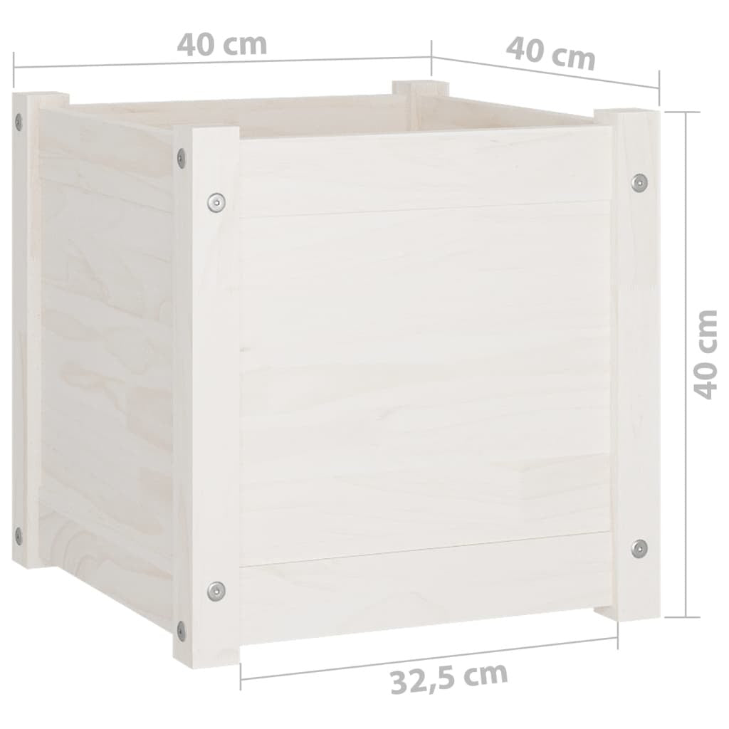 Garden Planters 2 pcs White 15.7"x15.7"x15.7" Solid Wood Pine LuxuryLifeWay Online Store