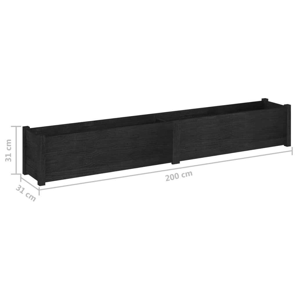 Garden Planters 2 pcs Black 78.7"x12.2"x12.2" Solid Wood Pine LuxuryLifeWay Online Store