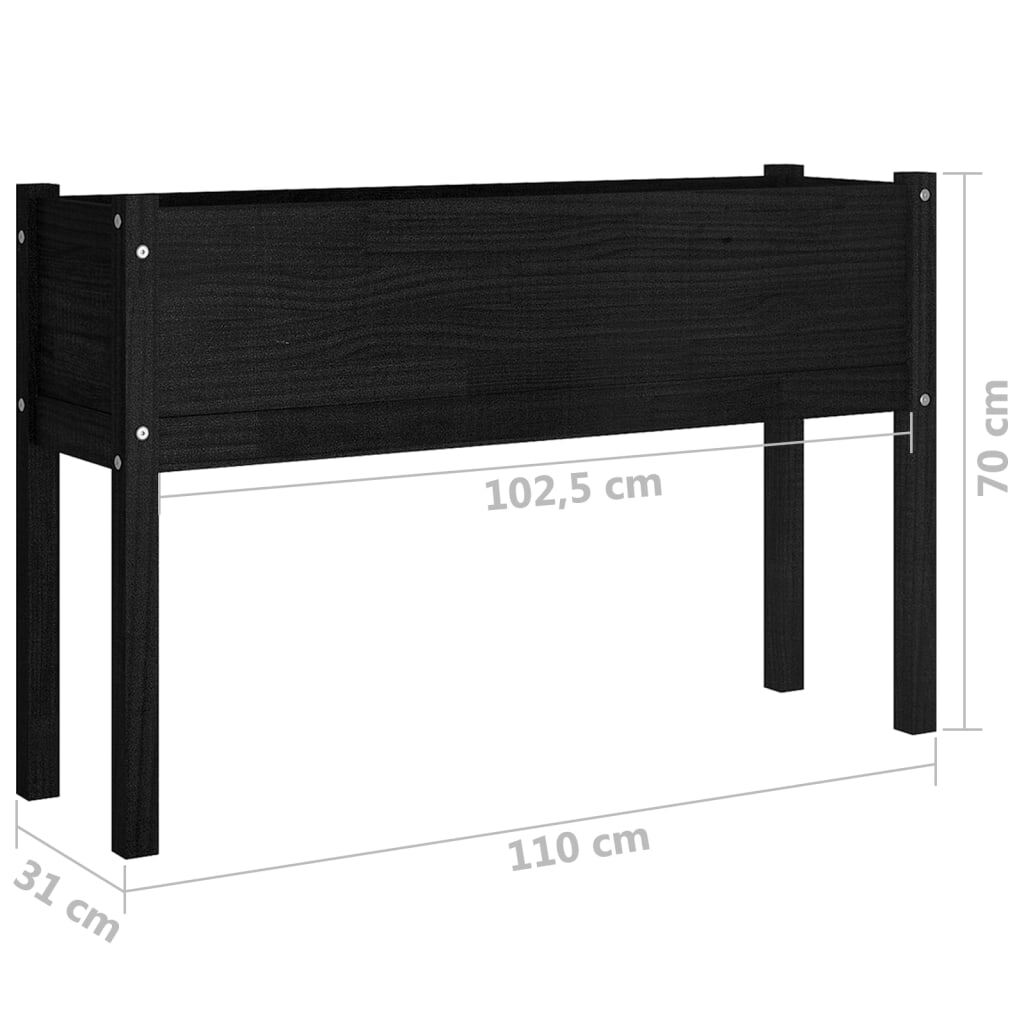 Garden Planters 2 pcs Black 43.3"x12.2"x27.6" Solid Wood Pine LuxuryLifeWay Online Store