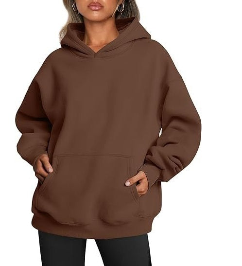 2026 New Arrival Womens Solid Color HoodieFashion Loose Casual Athletic Sweatshirt For Ladies NorixaFashion.com