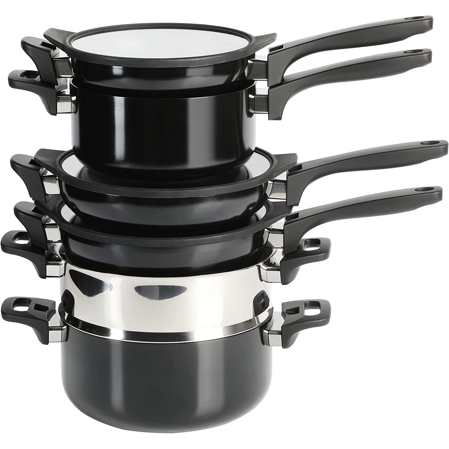 Kenmore Elite Grayson 9 Piece Nonstick Aluminum Stackable Cookware Set in Black LuxuryLifeWay Online Store