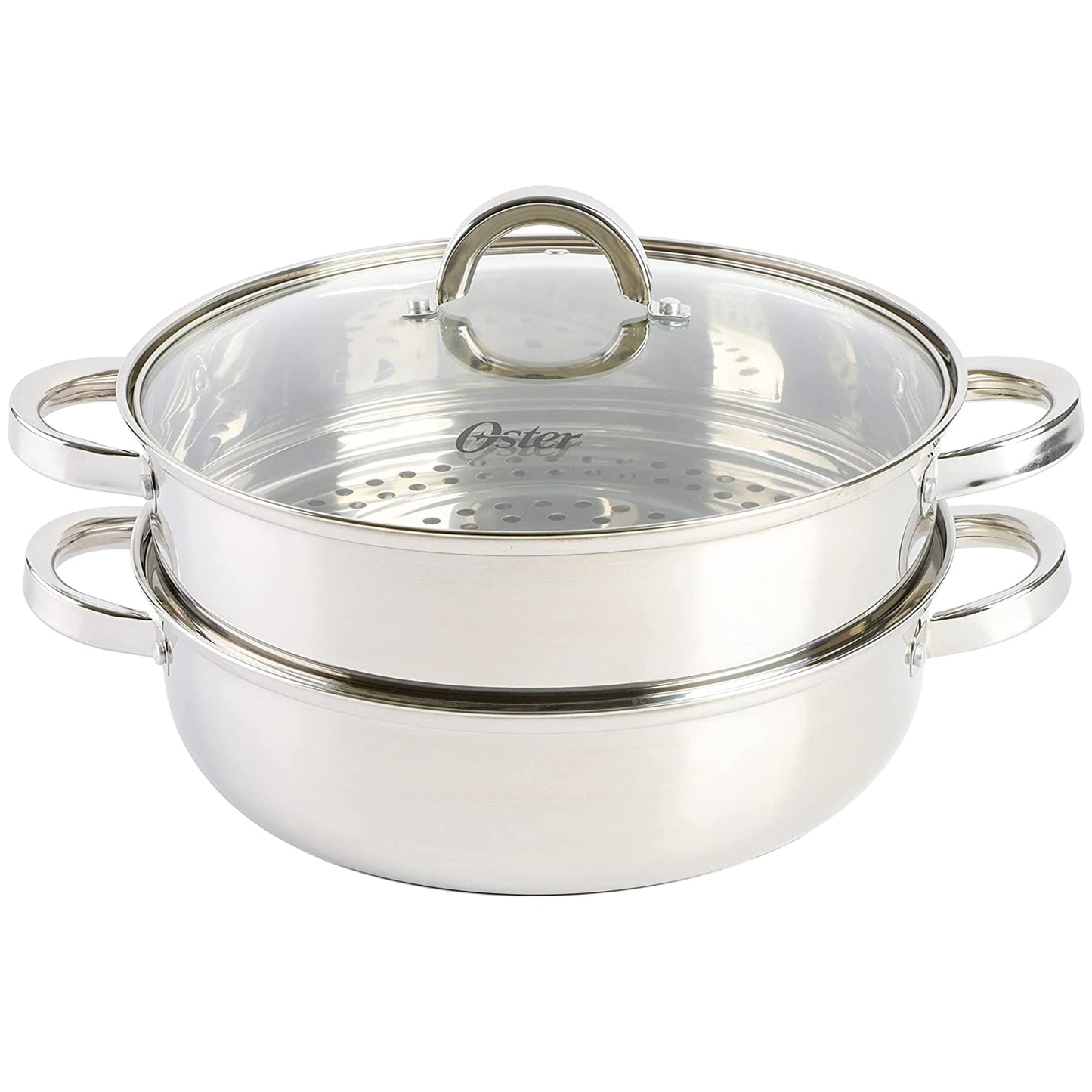 Oster Sangerfield 3 Piece 11 Inch Stainless Steel Everyday Pan with Steamer and Lid LuxuryLifeWay Online Store