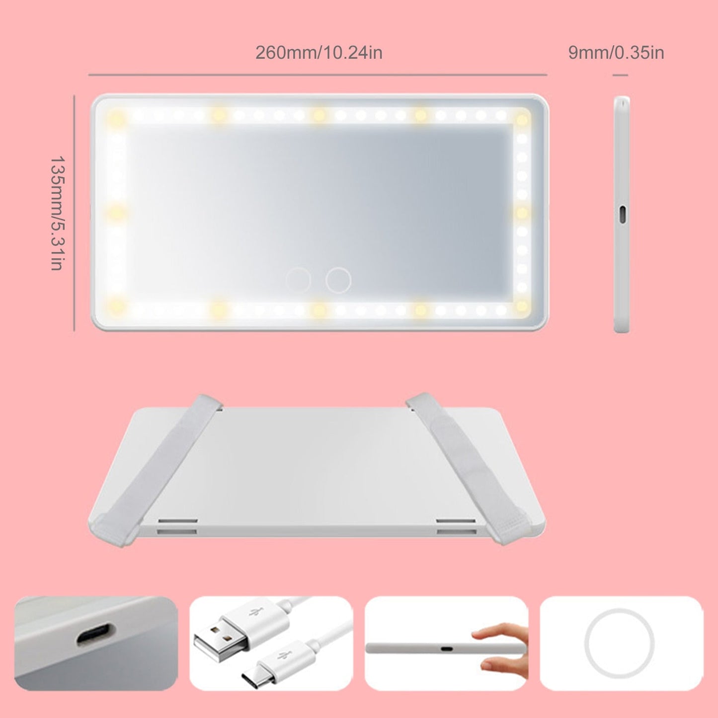 Car Visor Vanity Mirror with Lights Pi-Mart