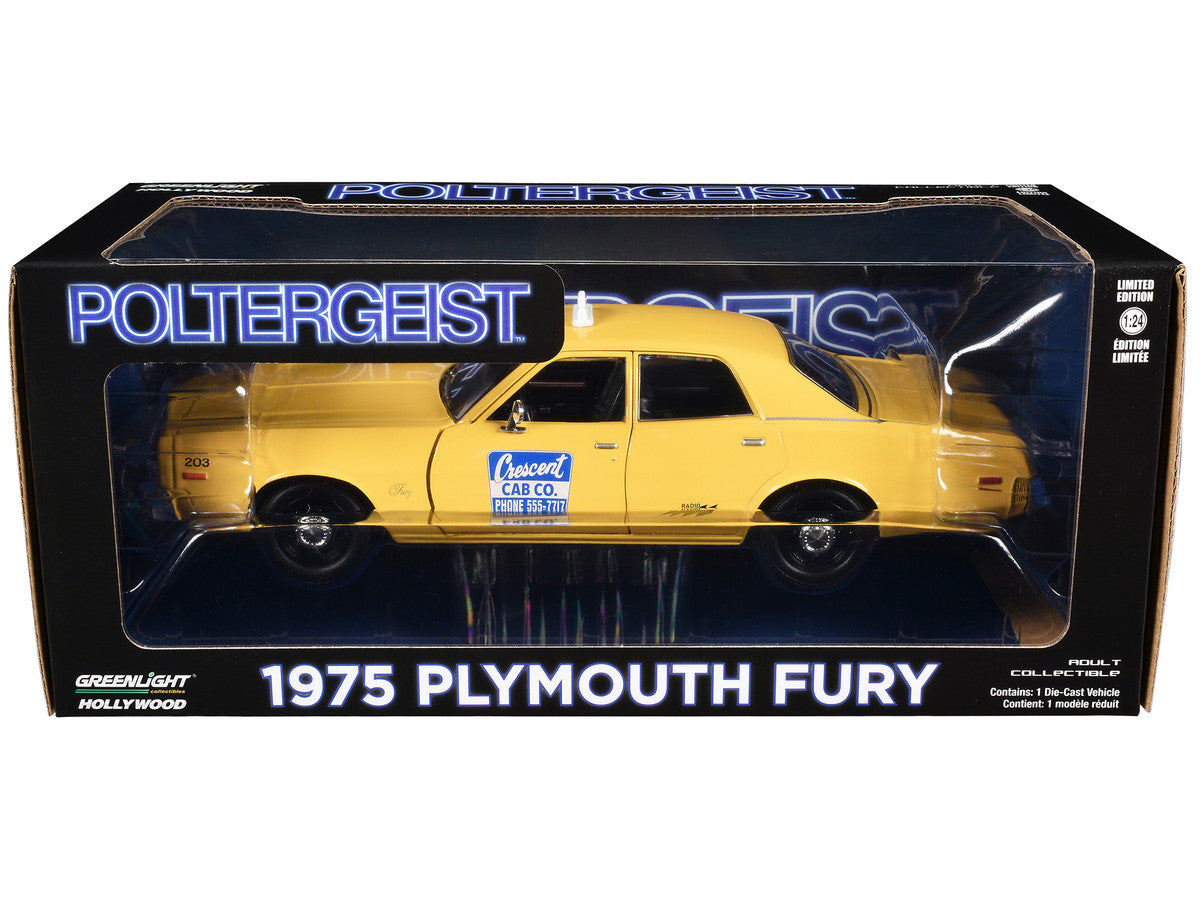 1975 Plymouth Fury Taxi "Crescent Cab Co." Yellow "Poltergeist" (1982) Movie "Hollywood" Series 20 1/24 Diecast Model Car by Greenlight LuxuryLifeWay Online Store