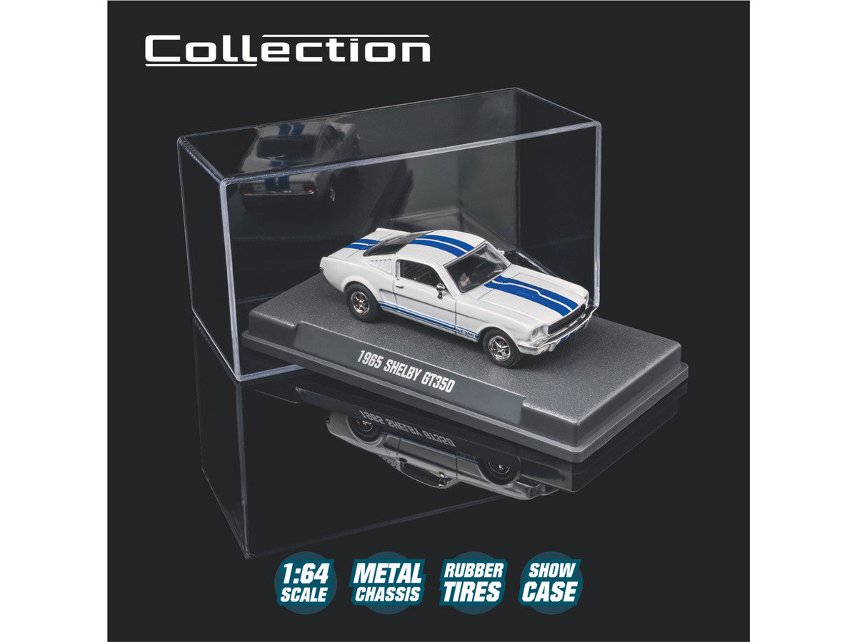 1965 Shelby GT350 White with Blue Stripes "Collection" Series 1/64 Diecast Model Car by Majorette LuxuryLifeWay Online Store