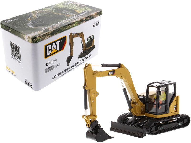 CAT Caterpillar 309 CR Next Generation Mini Hydraulic Excavator with Work Tools and Operator "High Line" Series 1/50 Diecast Model by Diecast Masters LuxuryLifeWay Online Store