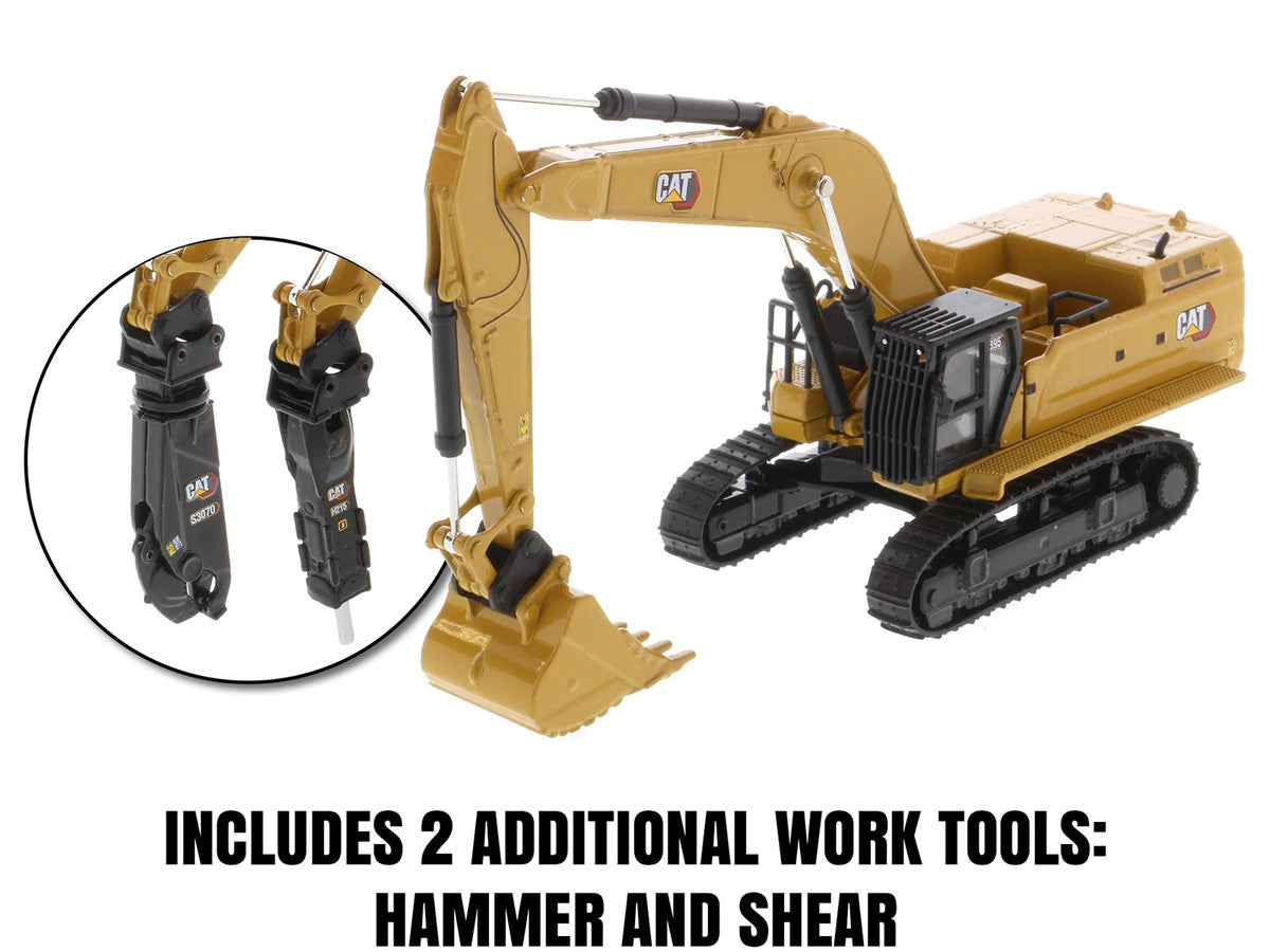 CAT Caterpillar 395 Next-Generation Hydraulic Excavator (General Purpose Version) Yellow with Additional Tools "High Line Series" 1/87 (HO) Diecast Model by Diecast Masters LuxuryLifeWay Online Store