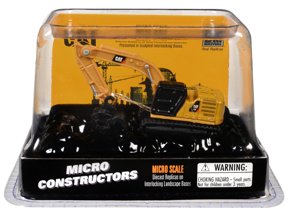 CAT Caterpillar 320 Hydraulic Excavator Grapple Yellow "Micro-Constructor" Series Diecast Model by Diecast Masters LuxuryLifeWay Online Store