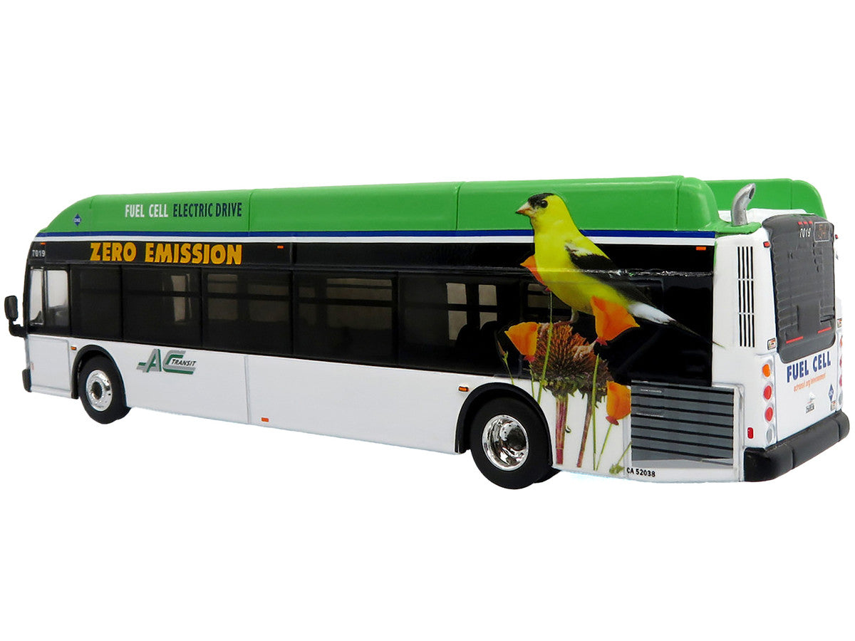 New Flyer Xcelsior XHE40 Transit Bus "AC Transit - Zero Emission" White and Green with Graphics "The Bus & Motorcoach Collection" Limited Edition 1/87 (HO) Diecast Model by Iconic Replicas LuxuryLifeWay Online Store