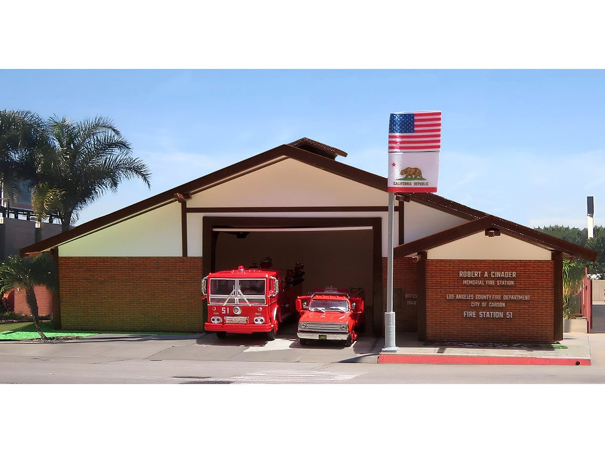 Fire Station 51 LACoFD (Los Angeles County Fire Department) Diorama EZ Assembly Kit "Emergency!" (1972-1977) TV Series 1/87 (HO) Model by Iconic Replicas LuxuryLifeWay Online Store