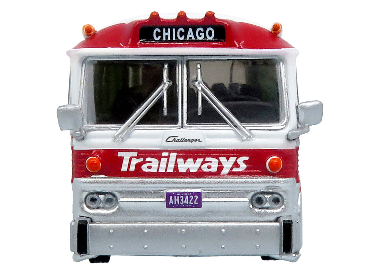 1964 MCI MC-5A Coach Bus "Trailways Chicago" White with Red Stripes "Vintage Bus & Motorcoach Collection" Limited Edition to 504 pieces Worldwide 1/87 (HO) Diecast Model by Iconic Replicas LuxuryLifeWay Online Store