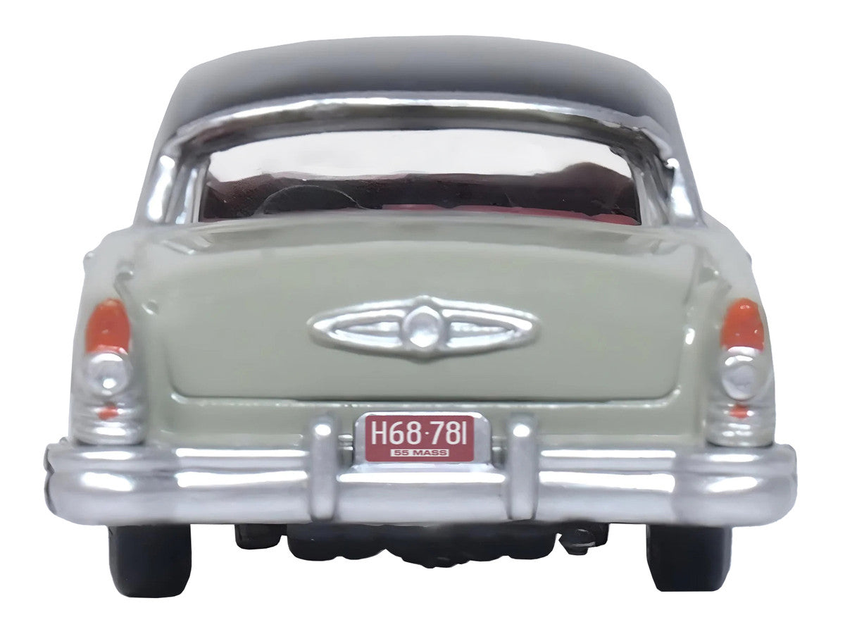 1955 Buick Century Windsor Gray and Dover White with Carlsbad Black Top 1/87 (HO) Scale Diecast Model Car by Oxford Diecast LuxuryLifeWay Online Store