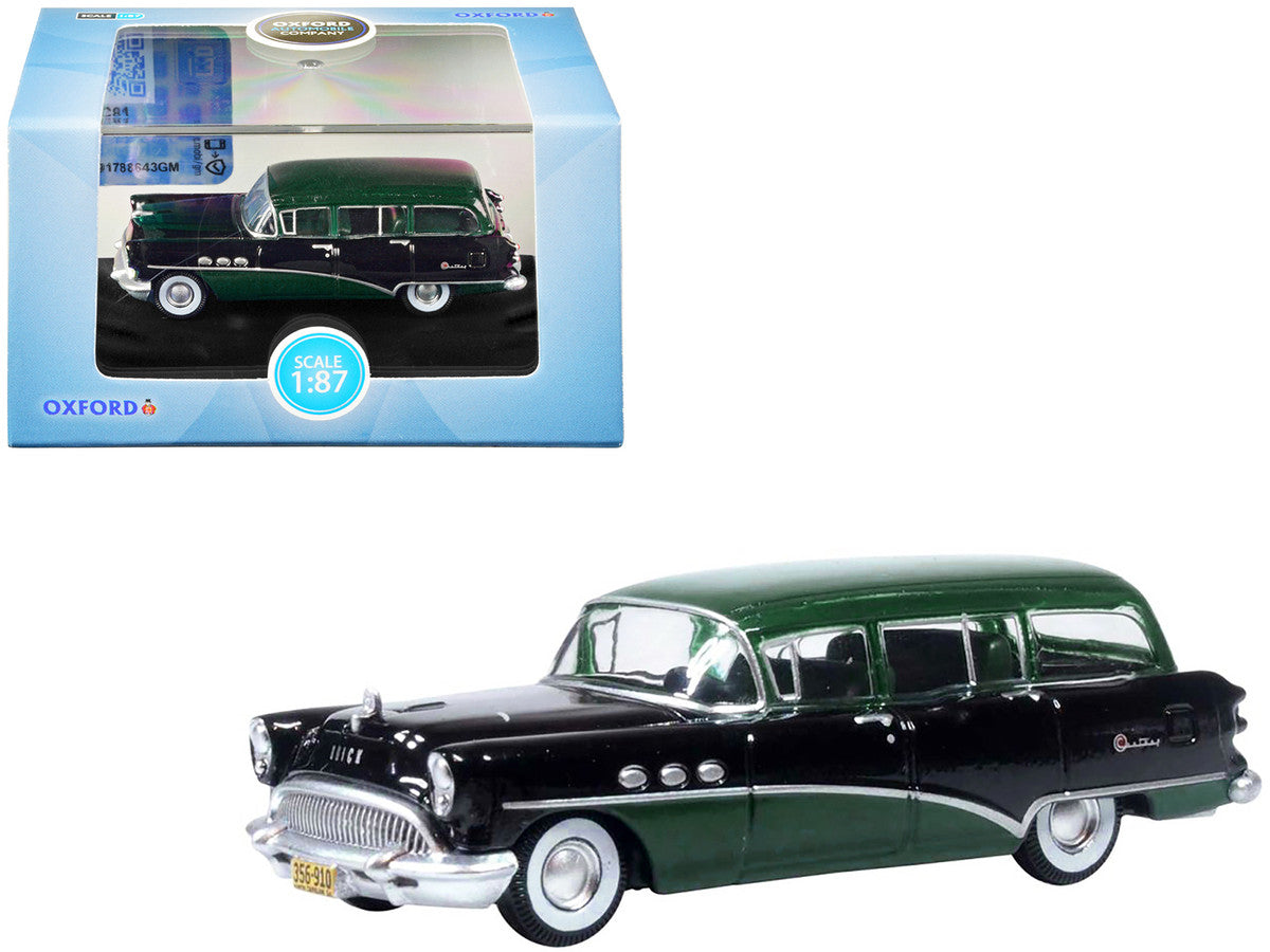1954 Buick Century Estate Wagon Baffin Green and Carlsbad Black 1/87 (HO) Scale Diecast Model Car by Oxford Diecast LuxuryLifeWay Online Store