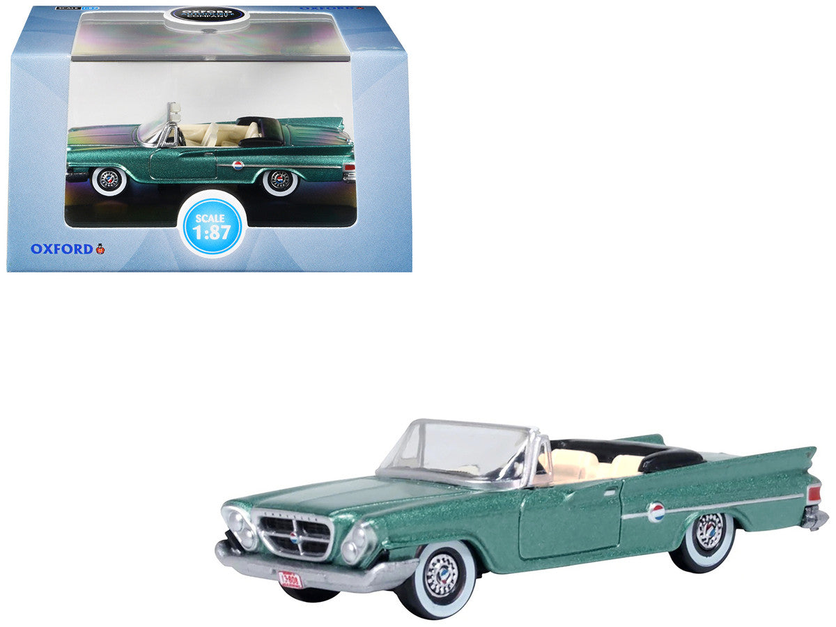 1961 Chrysler 300 Convertible Pinewood Green Metallic 1/87 (HO) Scale Diecast Model Car by Oxford Diecast LuxuryLifeWay Online Store