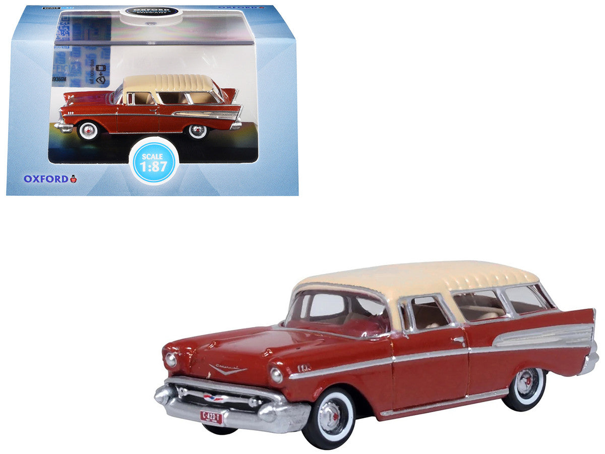 1957 Chevrolet Nomad Adobe Beige with Sierra Gold Top 1/87 (HO) Scale Diecast Model Car by Oxford Diecast LuxuryLifeWay Online Store