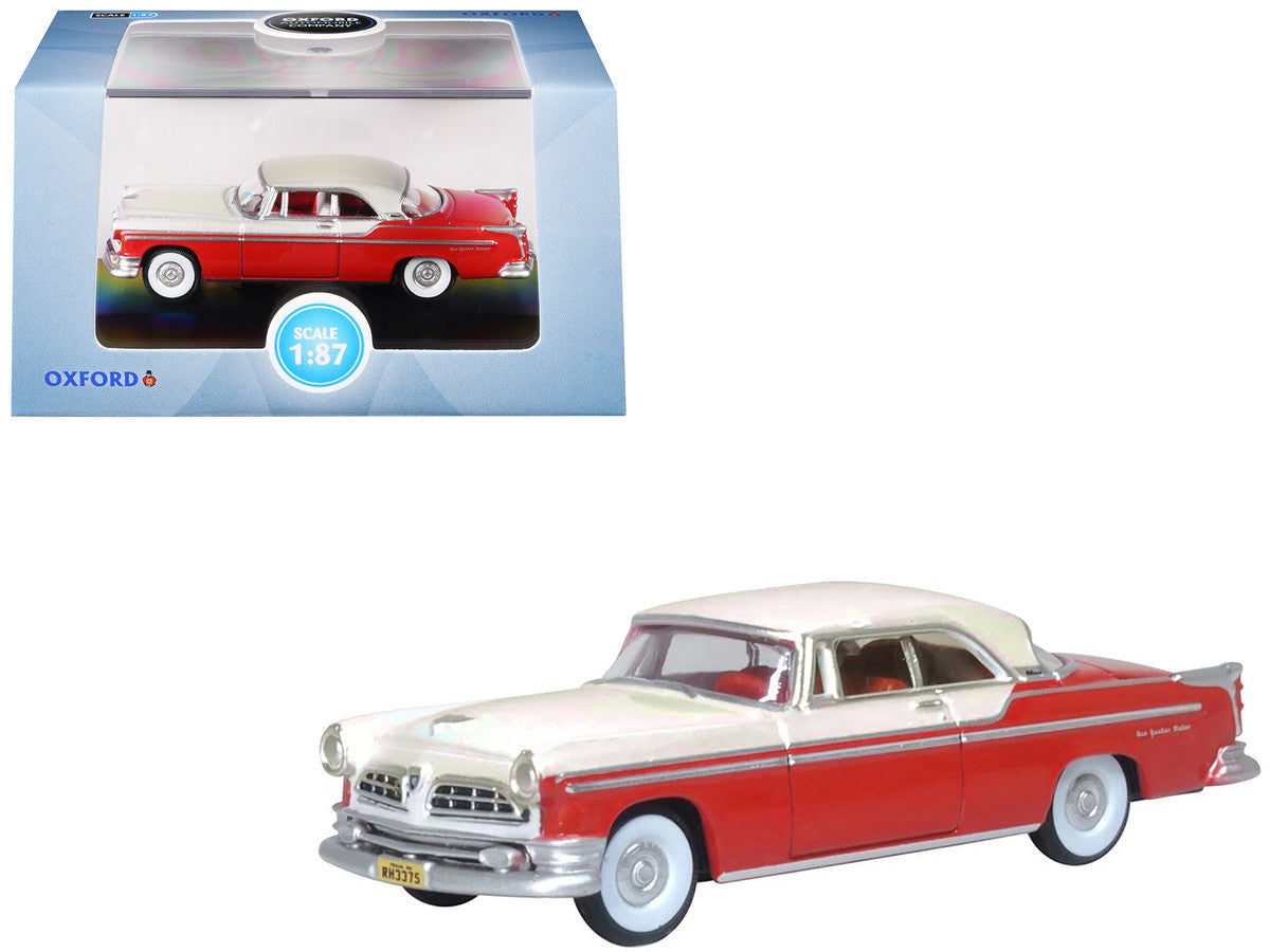 1955 Chrysler New Yorker Deluxe St. Regis Tango Red and Platinum Metallic 1/87 (HO) Scale Diecast Model Car by Oxford Diecast LuxuryLifeWay Online Store