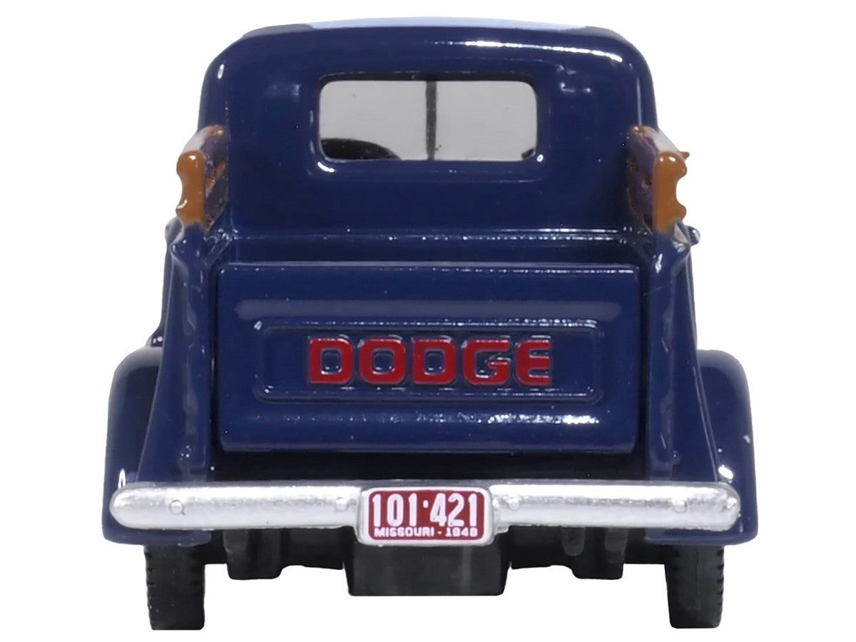1948 Dodge B-1B Pickup Truck Waterway Blue 1/87 (HO) Scale Diecast Model Car by Oxford Diecast LuxuryLifeWay Online Store