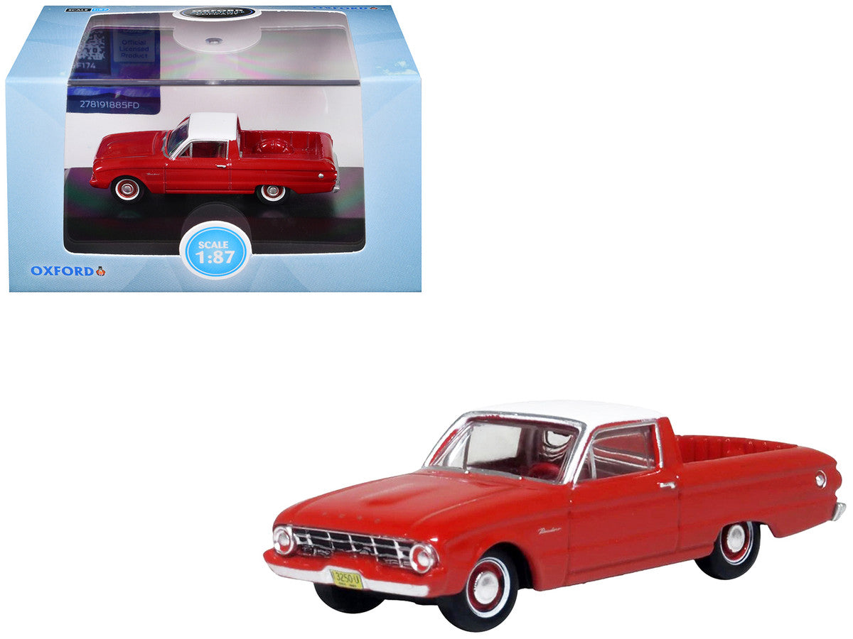 1960 Ford Falcon Ranchero Monte Carlo Red with Corinthian White Top 1/87 (HO) Scale Diecast Model Car by Oxford Diecast LuxuryLifeWay Online Store