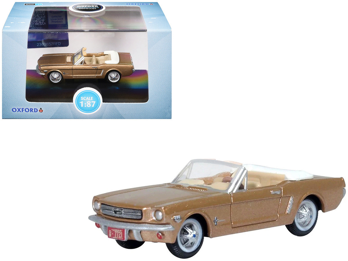1965 Ford Mustang Convertible Prairie Bronze Metallic 1/87 (HO) Scale Diecast Model Car by Oxford Diecast LuxuryLifeWay Online Store