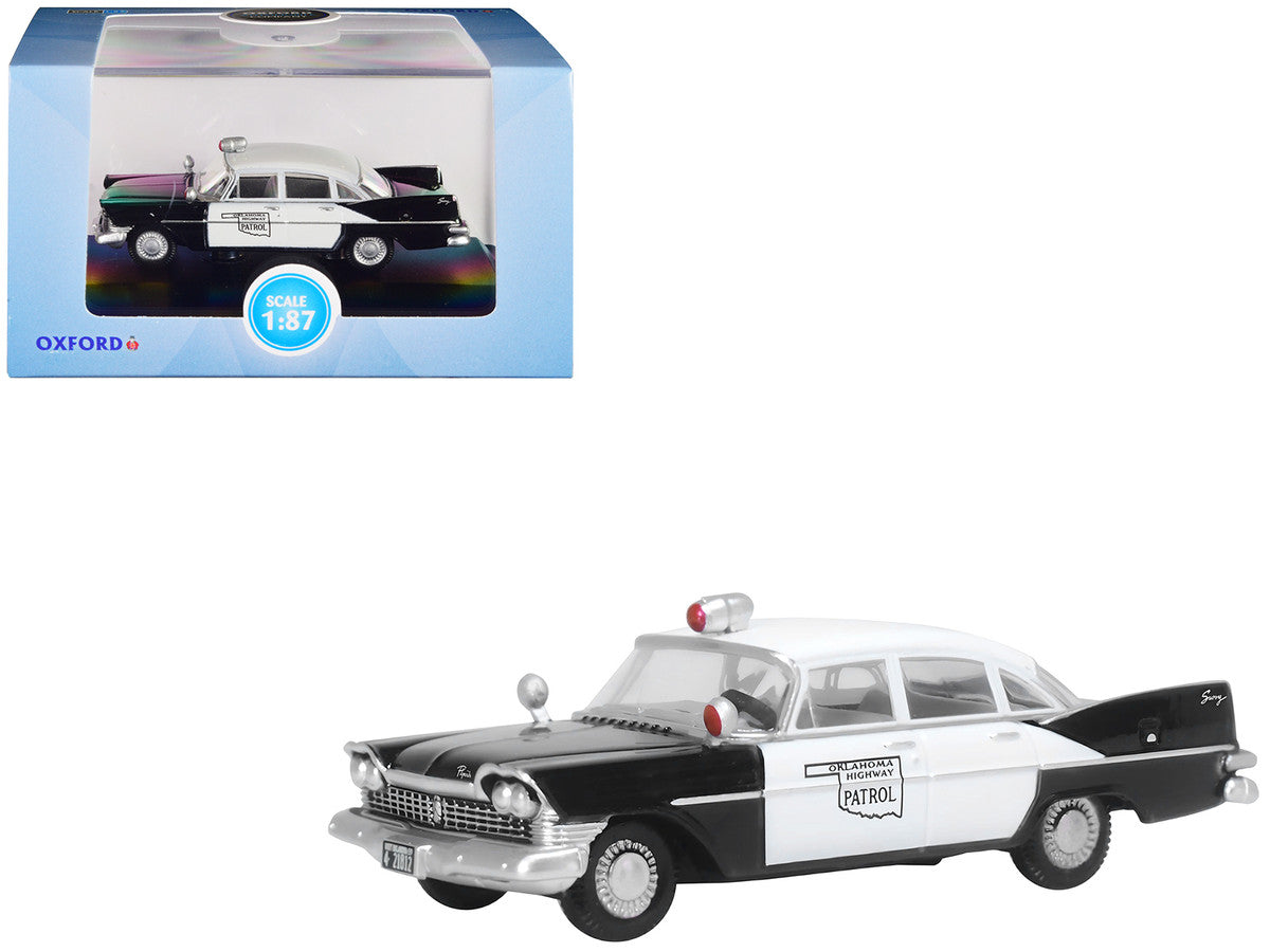1959 Plymouth Savoy Black and White "Oklahoma Highway Patrol" 1/87 (HO) Scale Diecast Model Car by Oxford Diecast LuxuryLifeWay Online Store