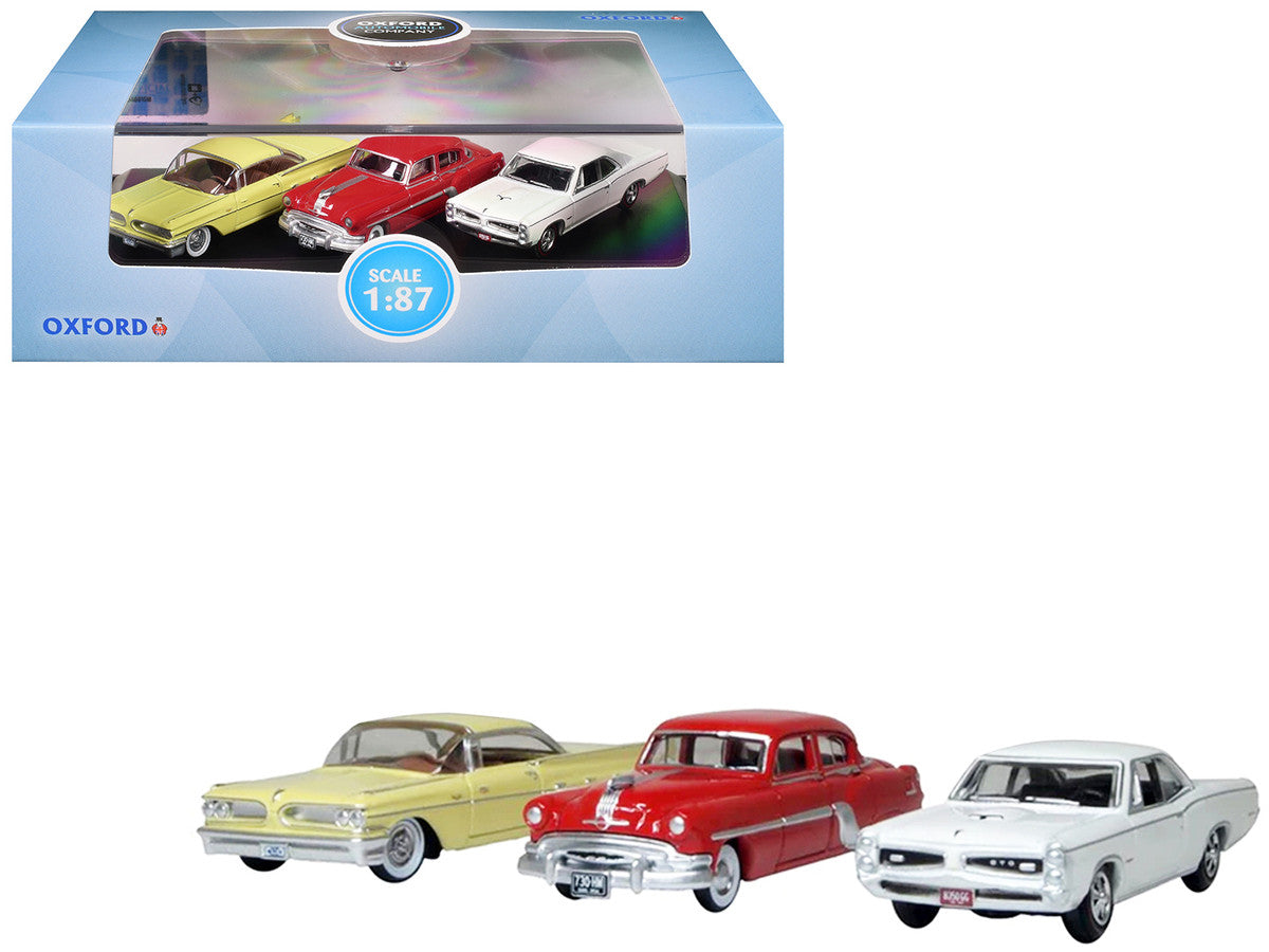 Pontiac Set of 3 Cars "100th Anniversary 2026" 1/87 (HO) Scale Diecast Model Cars by Oxford Diecast LuxuryLifeWay Online Store